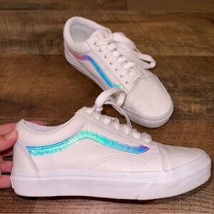 Vans Old Skool Unisex White Skate Shoes with Iridescent Accents